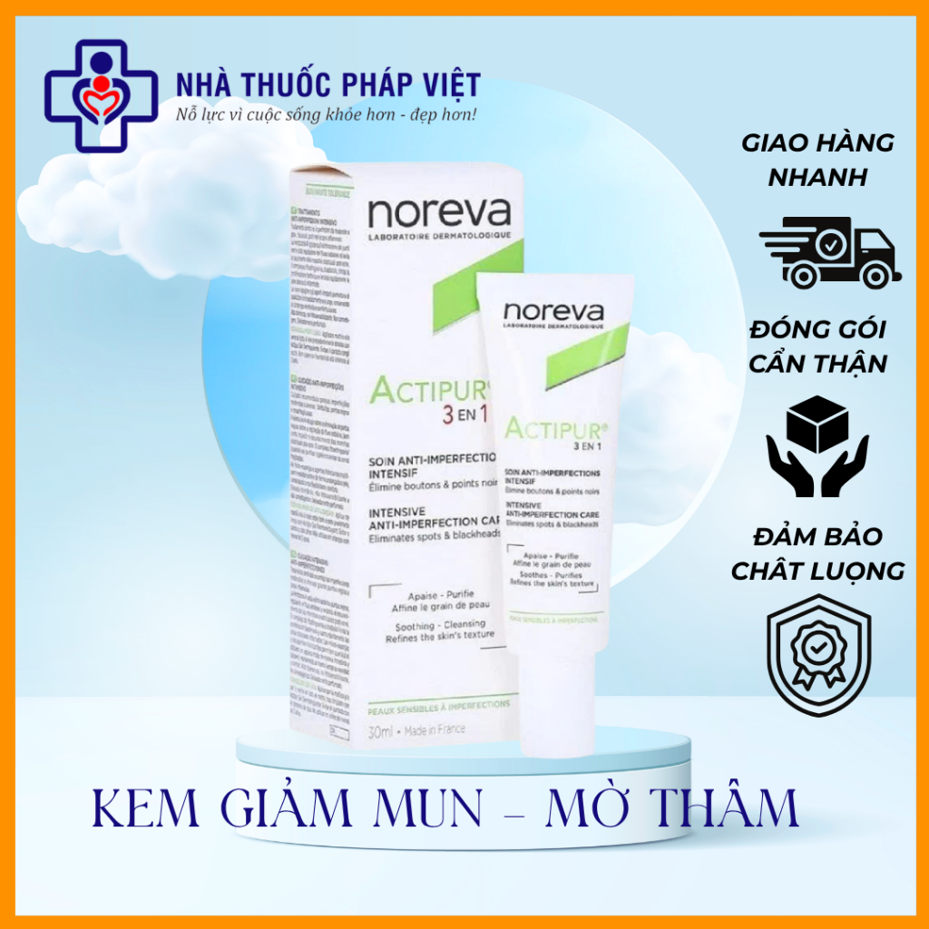 NOREVA ACTIPUR 3 En 1 Care 30ml - Kem Dưỡng Giảm Mụn Và Kiểm Soát Dầu danh cho da dầu mụn