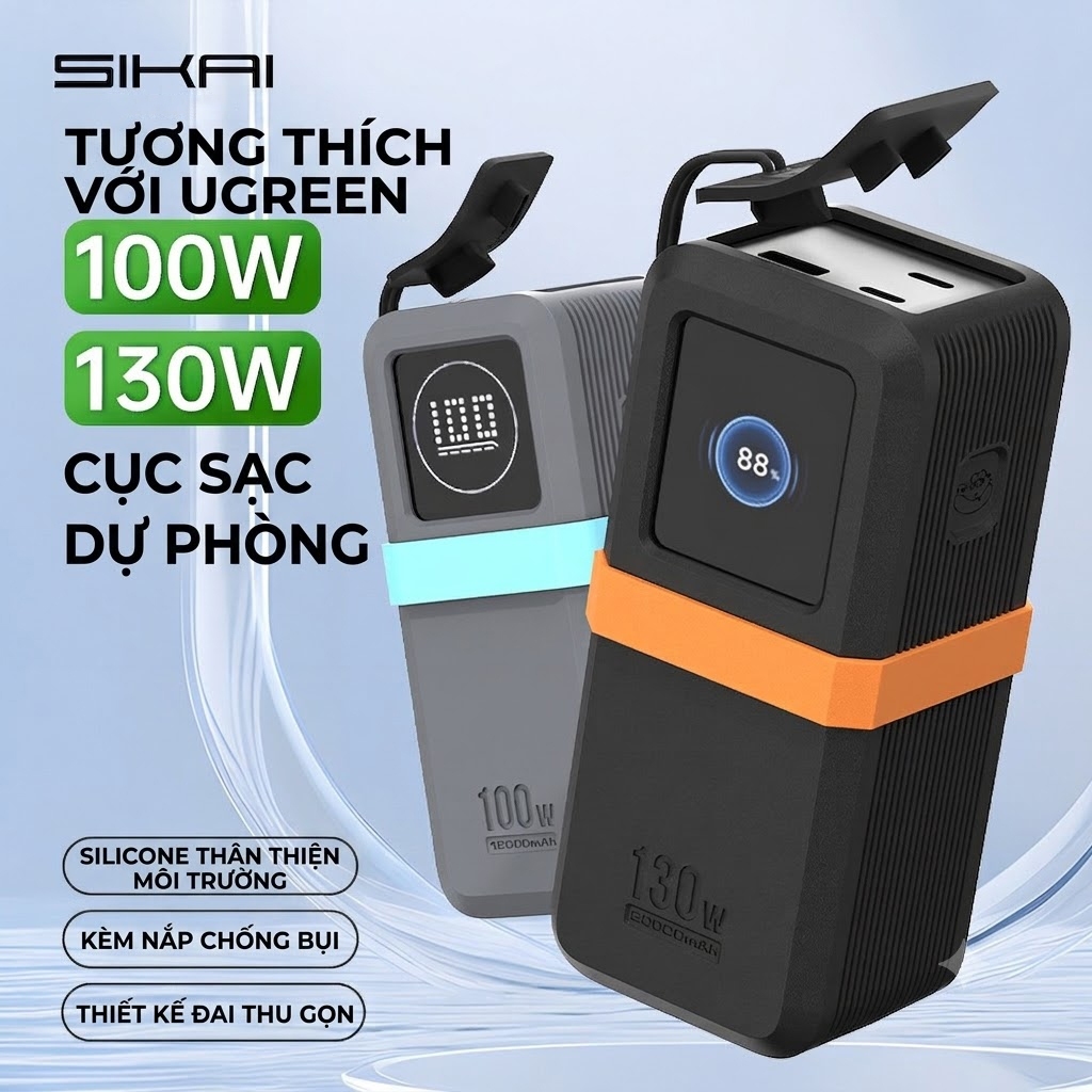 Ốp Silicone Mềm Cao Cấp Sikai Cho UGREEN Nexode PB721 20000mAh 130W , Chống Bụi, Chống Sốc