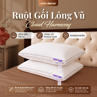 Ruột Gối Lông Vũ Cloud Harmony Air Ngủ Ngon by Mịn Decor, Gối Nằm Khách Sạn Vỏ Bọc Cotton Tự Nhiên, Size 45x65cm