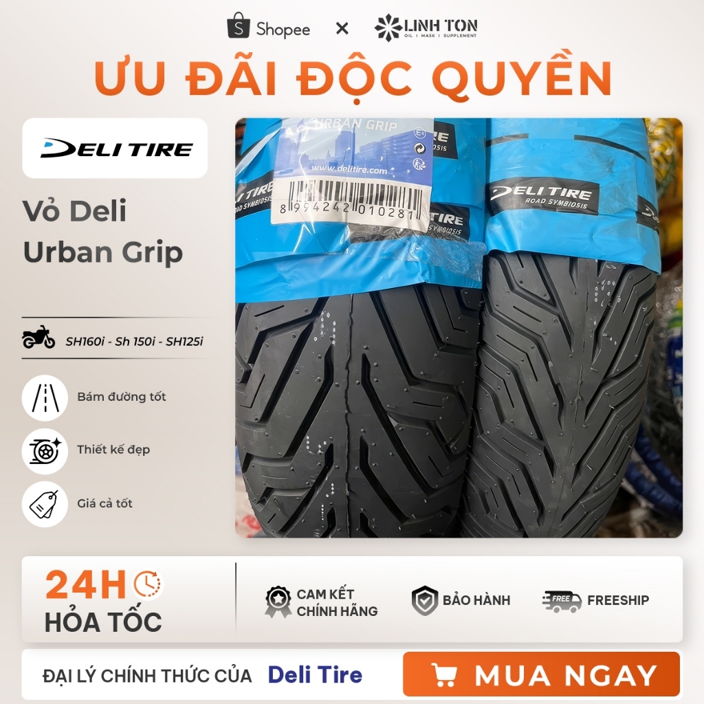 Cặp vỏ xe SH160i - Sh 150i -  SH125i - SH Ý thương hiệu Deli 100/80/16 và 120/80/16