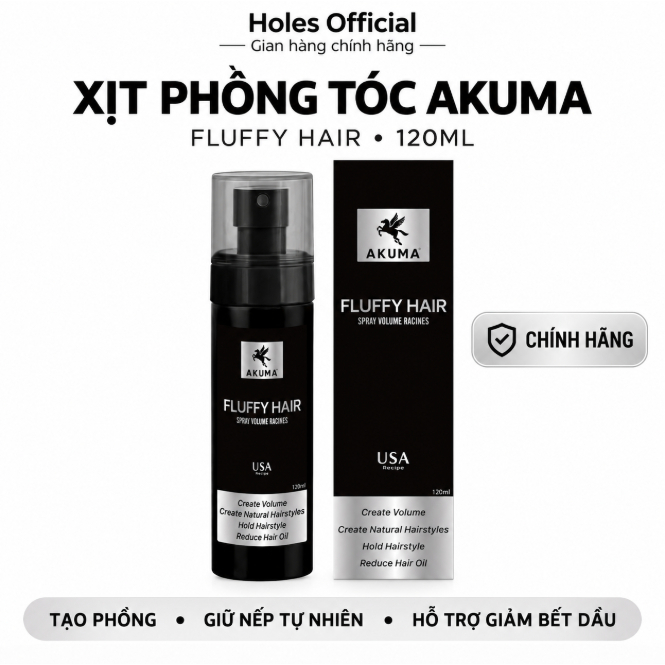 Xịt tạo phồng tóc Akuma Fluffy Hair 120ml giữ nếp tự nhiên