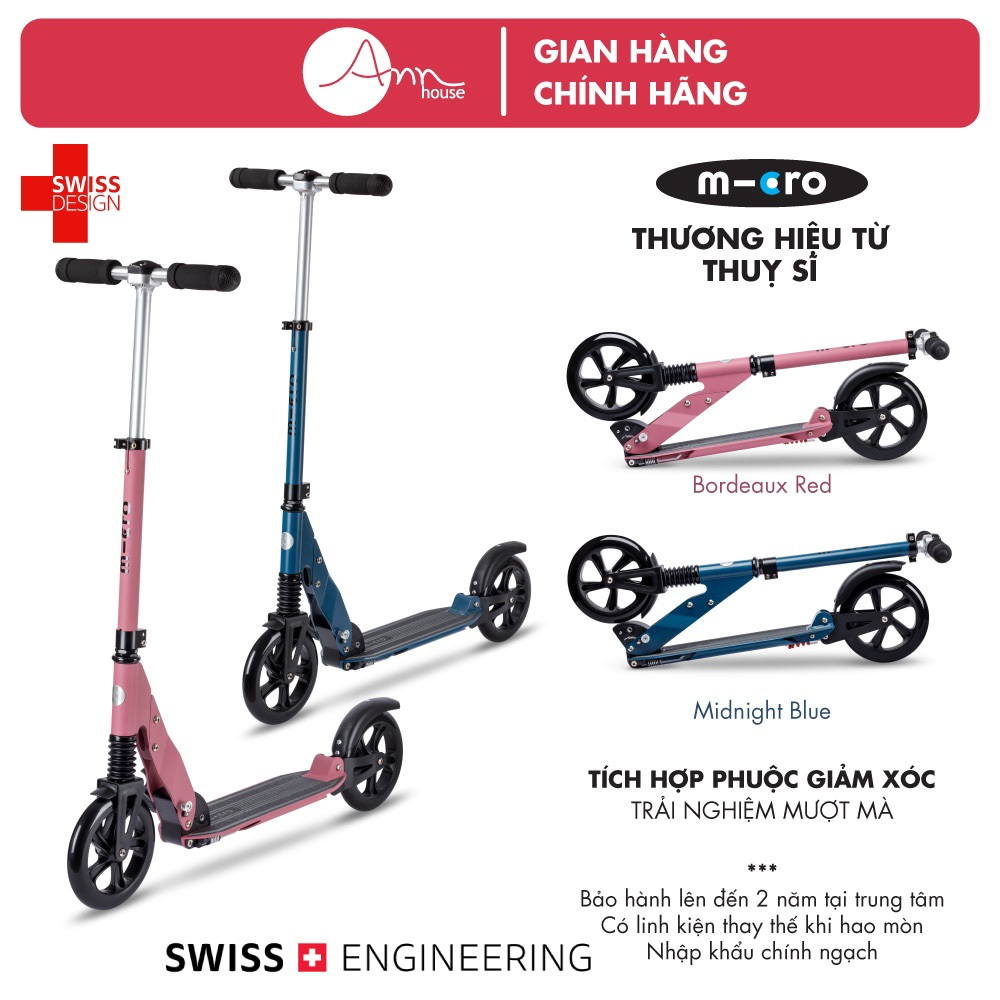 Xe scooter Micro Suspension cho trẻ 12+ và người lớn /Thương hiệu Thuỵ Sĩ/ Tải trọng 100kg