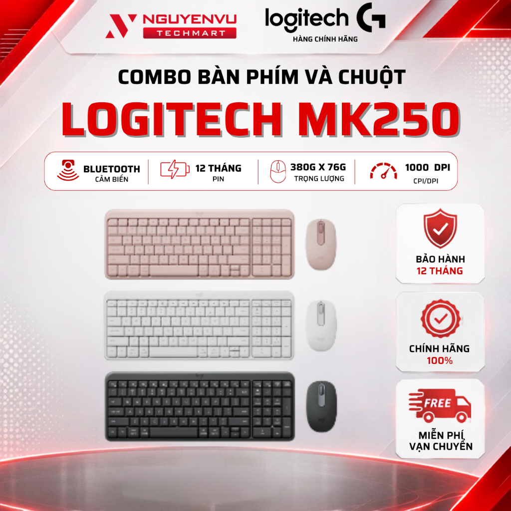 Combo Bàn Phím Và Chuột Logitech MK250 (Bluetooth) - Bảo Hành 12 Tháng [Hàng Chính Hãng]