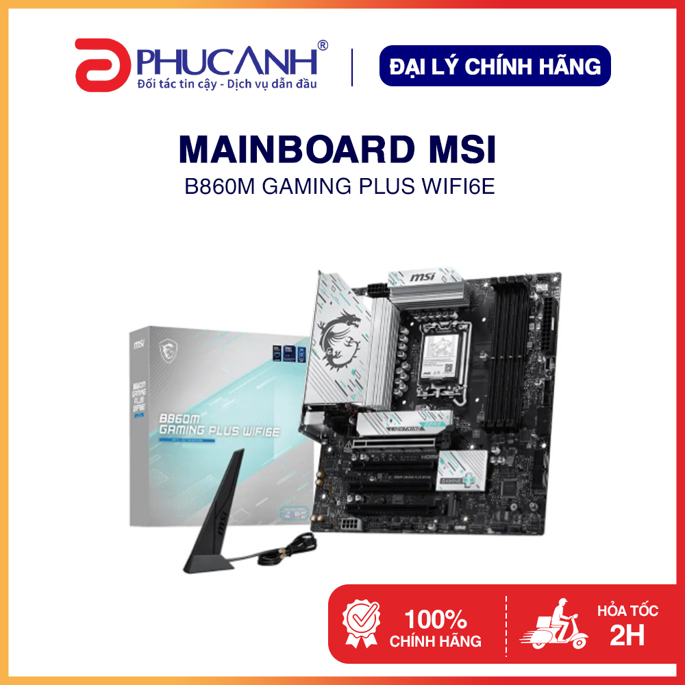 Bo mạch chủ MSI B860M GAMING PLUS WIFI6E Intel B860, M-ATX, 4 khe ram - Hàng Chính Hãng, BH 36 tháng