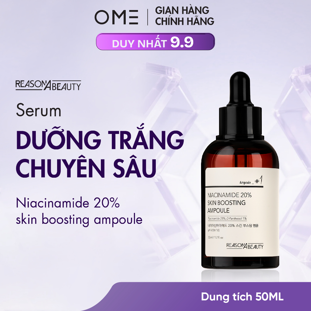 Serum Dưỡng Trắng Chuyên Sâu Thu Nhỏ Lỗ Chân Lông Cân Bằng Bã Nhờn Làm Sáng Da Niacinamide 20% Reaso
