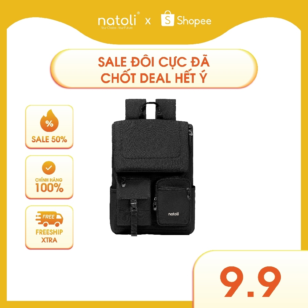Balo laptop 15 6 inch thương hiệu NATOLI, cặp đi học nam chống sốc chống nước tốt Global Backpack B8