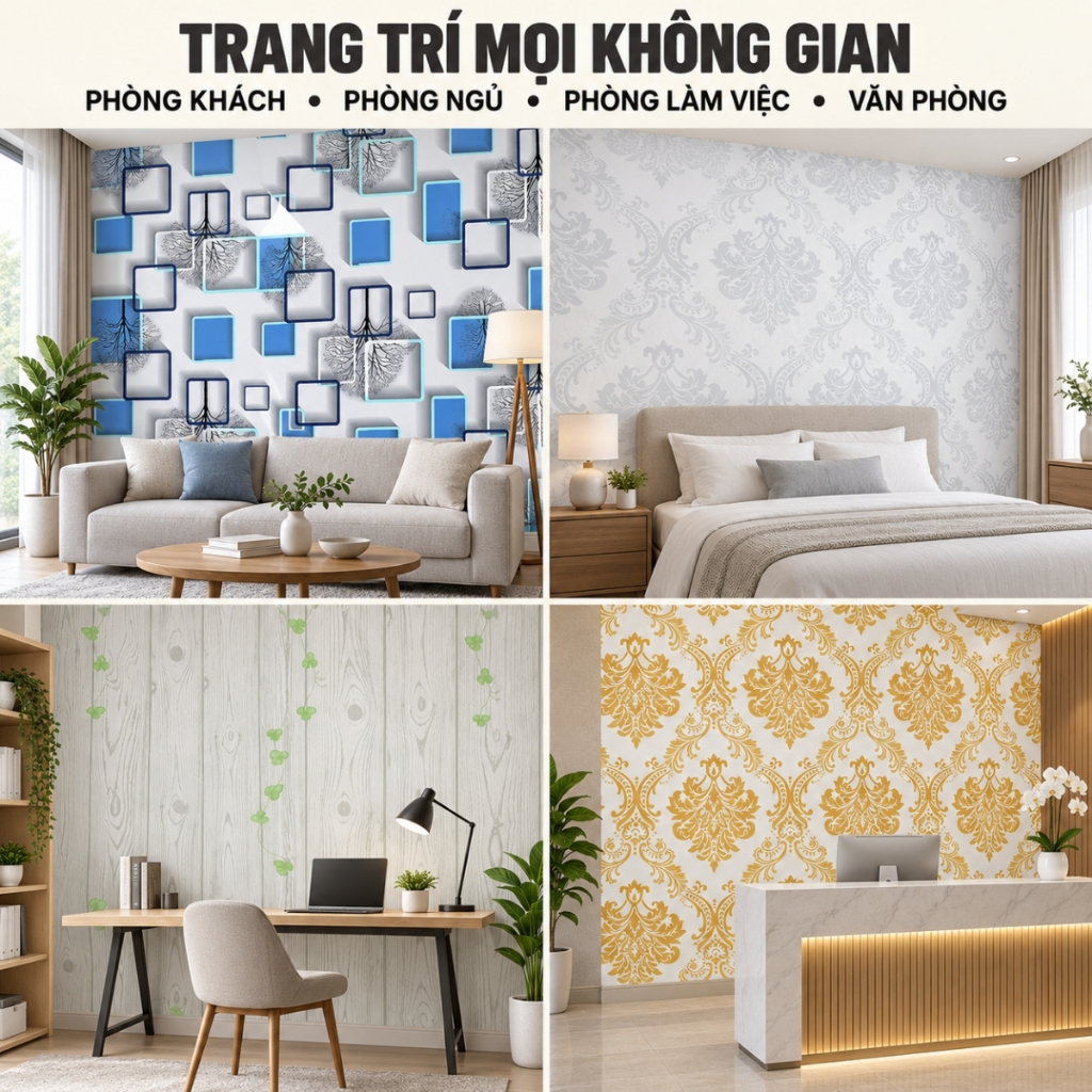 Giấy dán tường họa tiết hoa văn 10m x 45cm có keo sẵn - ảnh 4