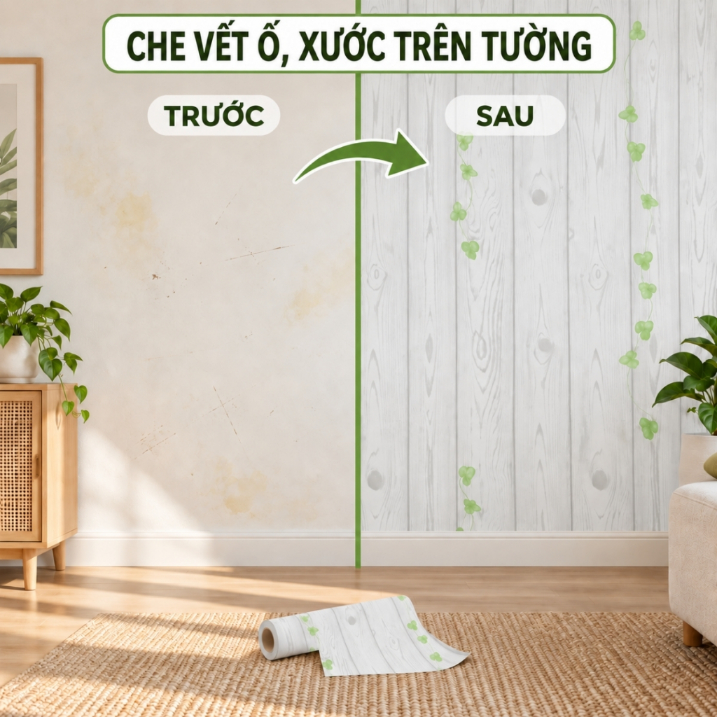 Giấy dán tường họa tiết hoa văn 10m x 45cm có keo sẵn - ảnh 5
