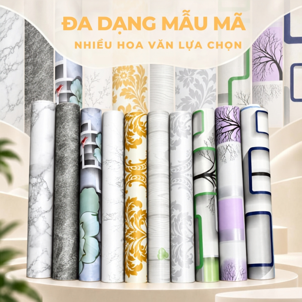 Giấy dán tường họa tiết hoa văn 10m x 45cm có keo sẵn - ảnh 7