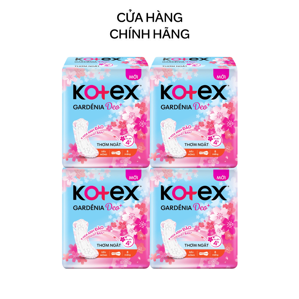 Combo 4 Băng vệ sinh Gardenia Deo+ - Hoa Anh Đào siêu mỏng không cánh 23cm 8…