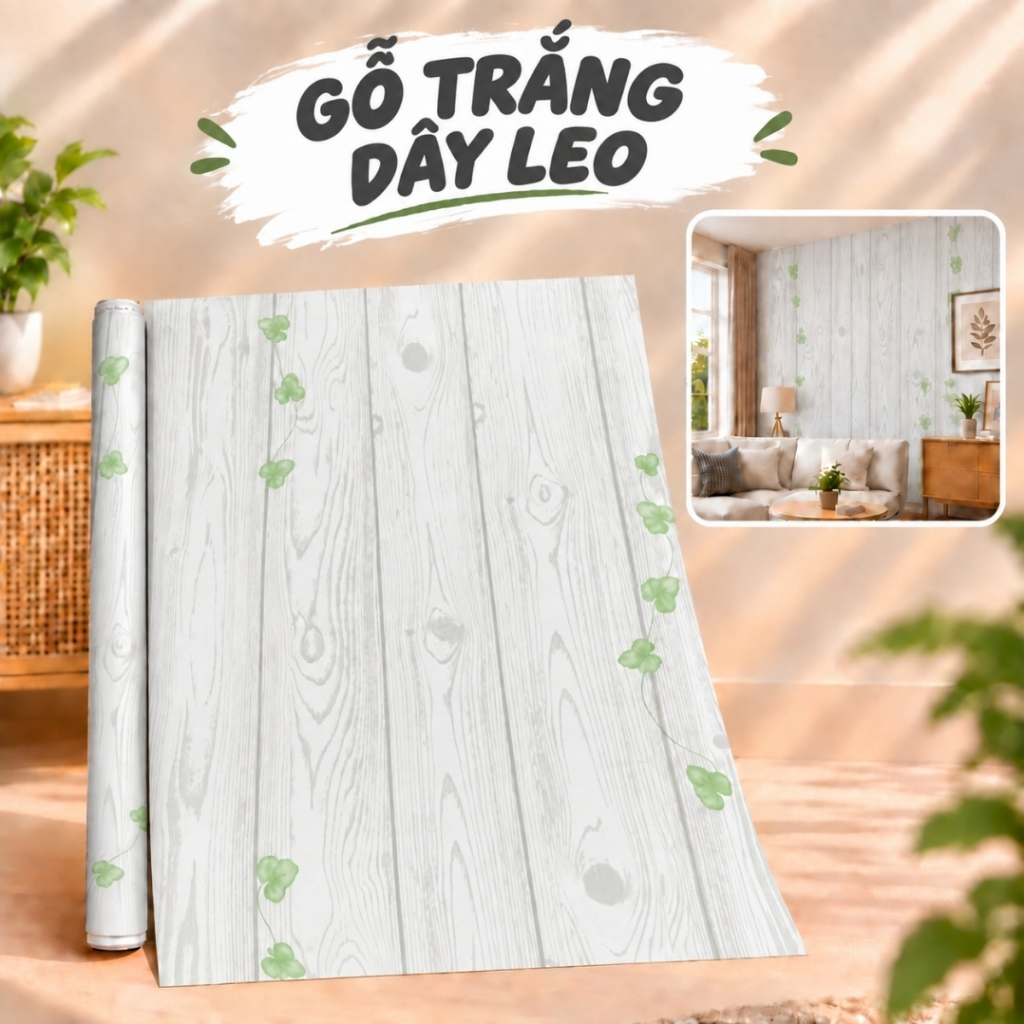 Giấy dán tường họa tiết hoa văn 10m x 45cm có keo sẵn - ảnh 17