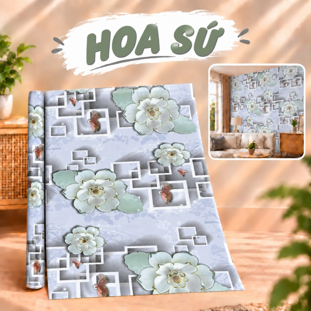 Giấy dán tường họa tiết hoa văn 10m x 45cm có keo sẵn - ảnh 18
