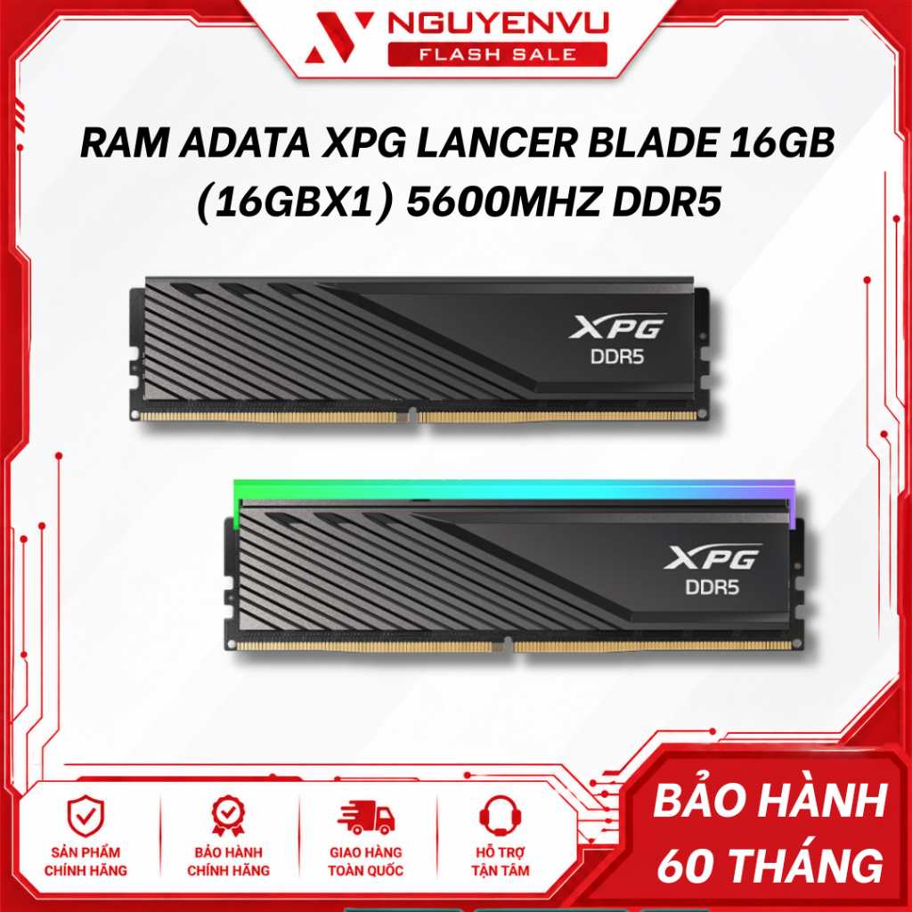 [Full VAT] RAM PC ADATA LANCER BLADE / LANCER BLADE RGB 16GB DDR5 5600MHz (1x16Gb)