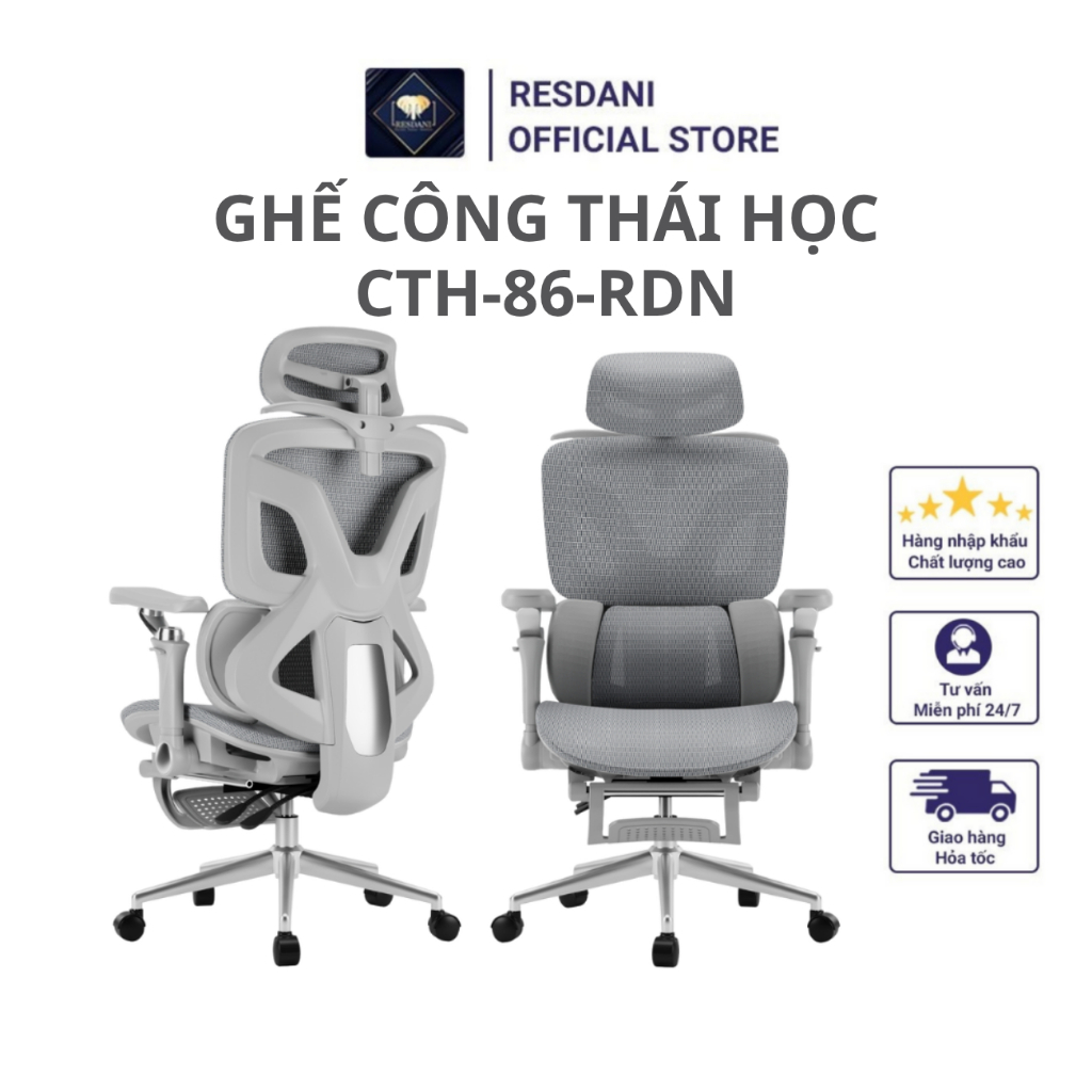Ghế Công Thái Học ,Ghế Văn Phòng Làm Việc, Ghế Chơi Game Thư Giãn Góc Ngả 135 Độ Có Gác Chân CTH-86-RDN