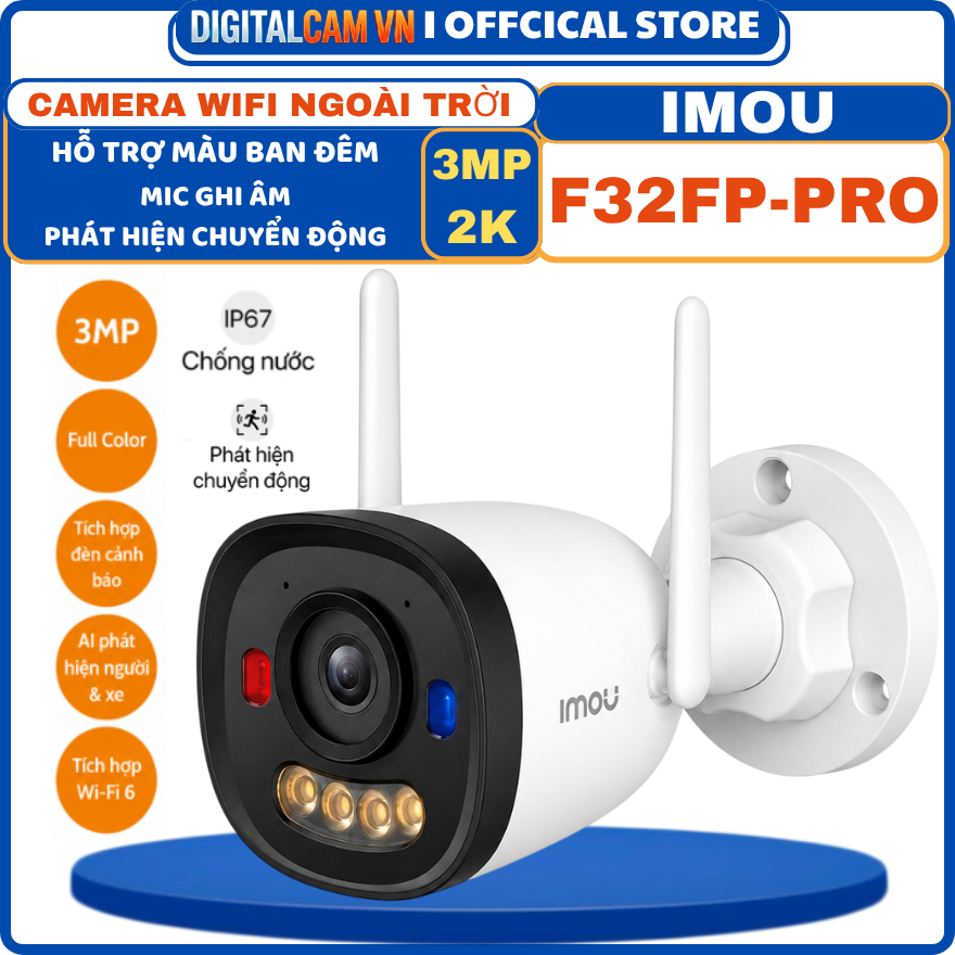 [F32FP] CAMERA IP WIFI NGOÀI TRỜI IMOU F32FP PRO 3MP - MÀU ĐÊM, MIC GHI ÂM, PHÁT HIỆN CHUYỂN ĐỘNG, C