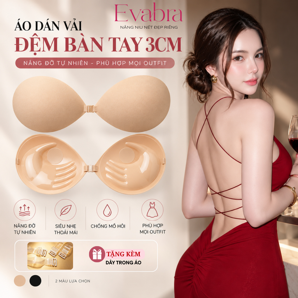 Miếng Dán Ngực EVA BRA Cài Trước Hình Bàn Tay, Siêu Dính Nâng Gom Ngực, Hở…