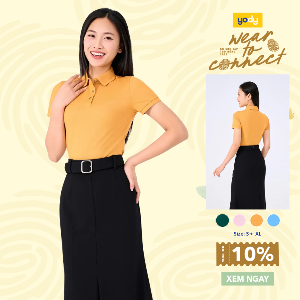 Áo Polo Nữ YODY Cotton Mắt Chim Co Giãn Thoáng Mát Chống Nhăn  APN7280