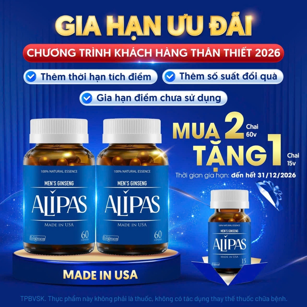 [Che Tên][Chính hãng][2 Hộp 60V tặng kèm hộp 15V] Viên uống ALIPAS (NEW)