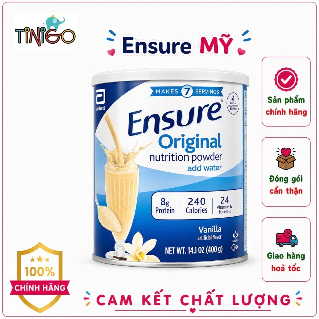 Sữa bột Ensure Mỹ Original Nutrition Powder 400g - Hàng Mỹ