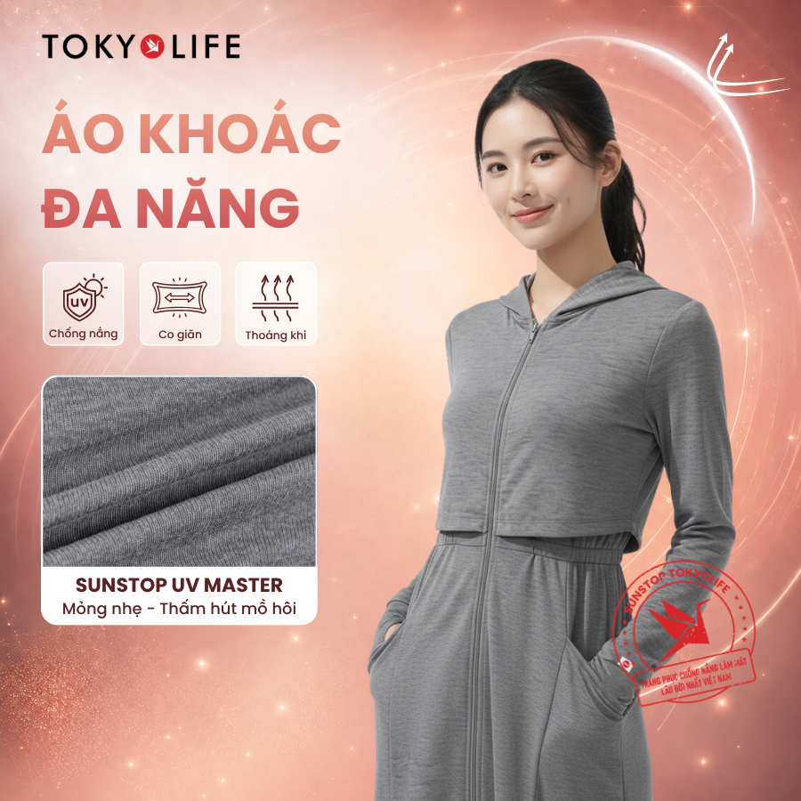 Áo khoác đa năng Nữ có túi hộp chống tia UV SunStop Master TOKYOLIFE dáng dài thoáng mát 40000441