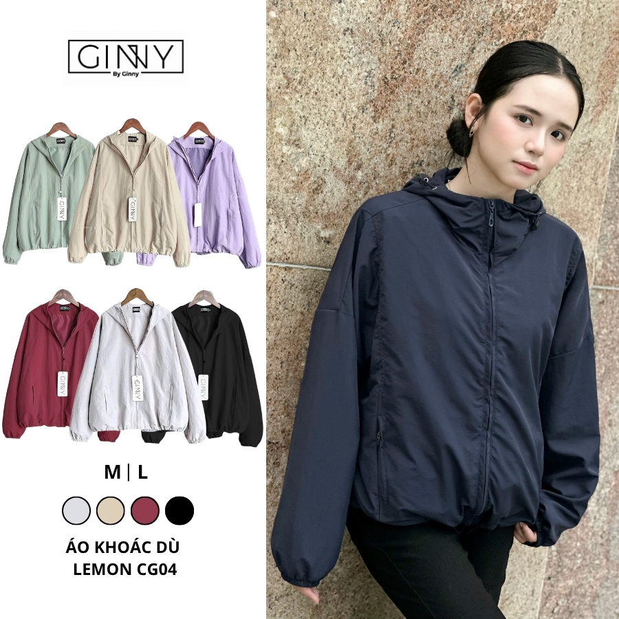 𝐆𝐈𝐍𝐍𝐘 Áo Khoác Dù Chống Nắng Cao Cấp CG04 Lemon Đi Mưa Nhẹ, Túi Ngoài Có Khóa Kéo Tiện Lợi
