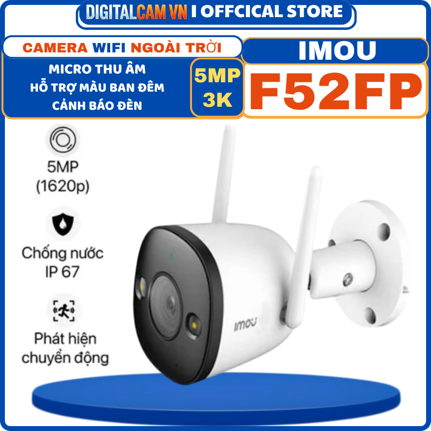 [F52FP] CAMERA WIFI NGOÀI TRỜI IMOU IPC-F52FP 5MP - MÀU BAN ĐÊM, MIC GHI ÂM, PHÁT HIỆN CHUYỂN ĐỘNG, 