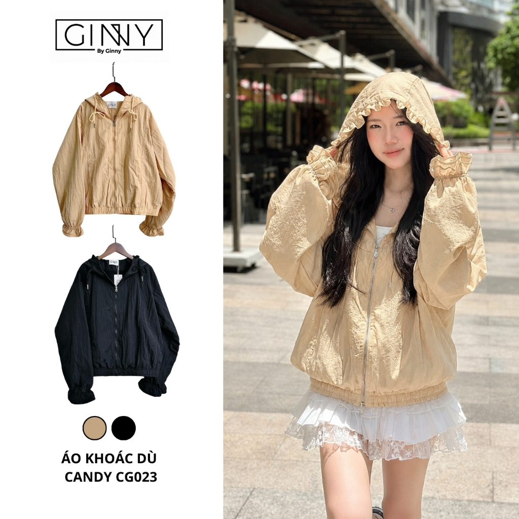 𝐆𝐈𝐍𝐍𝐘 Áo Khoác Dù Cao Cấp Candy CG023 Thiết Kế Dễ Thương Màu Basic