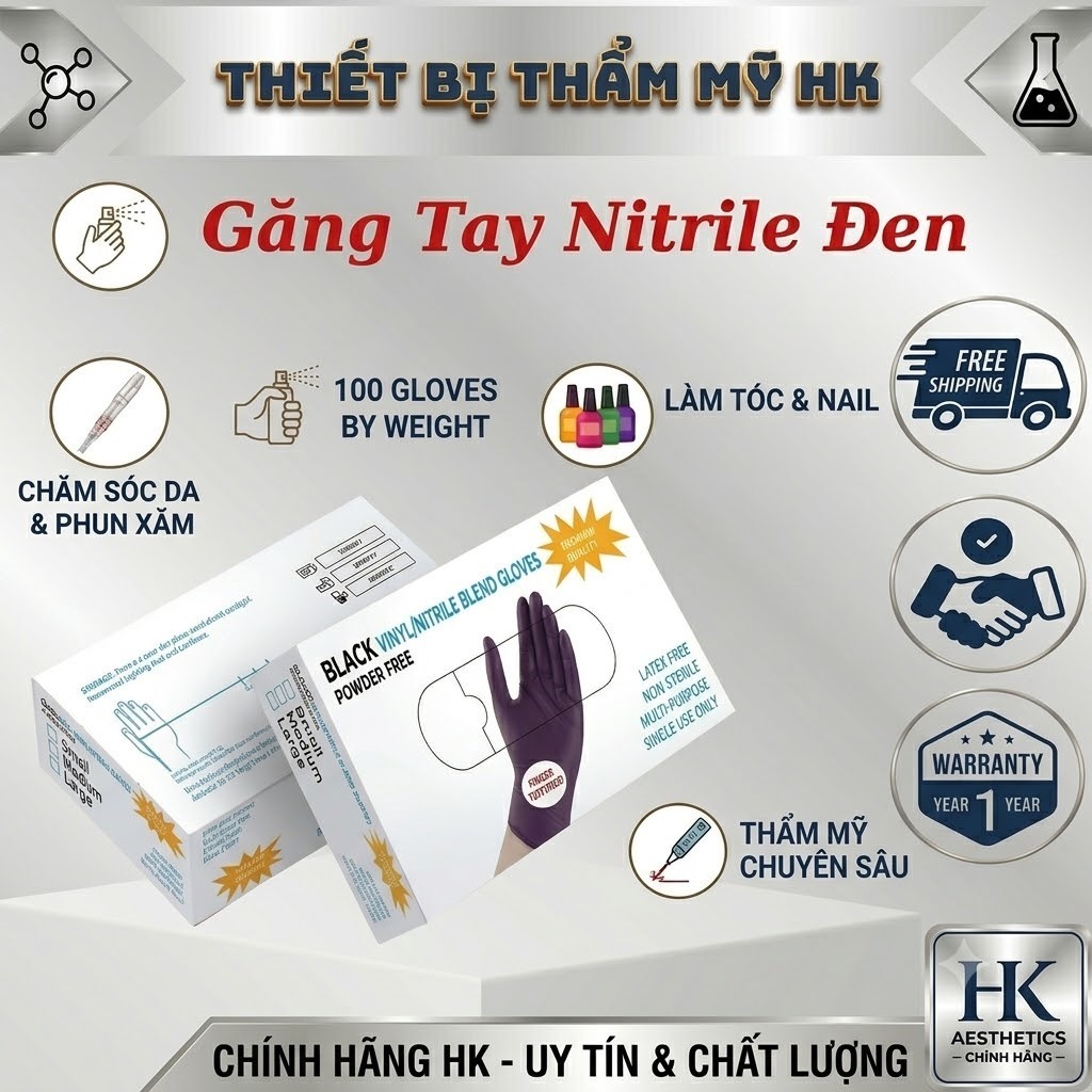 ( Hàng Loại 1 ) Găng Tay Cao Su, Bao Tay Không Bột Màu Đen Trắng Siêu Dai, Khó Rách Sử Dụng An Toàn Không Kích Ứng Da