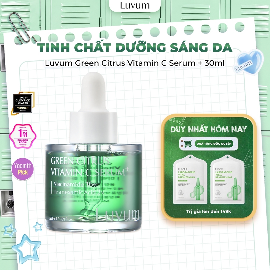[8.0 - Tặng 2 Mask DERLADIE] Tinh Chất Dưỡng Sáng Da 2% Tranexamic Acid + 16% Niacinamide Luvum Gree
