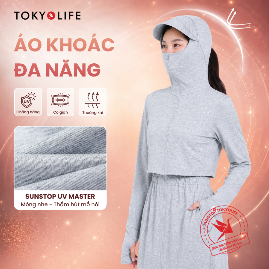 [NEW 2026] Áo khoác đa năng Nữ TOKYOLIFEchống nắng SunStop Master chống tia UV dáng dài thoáng mát t