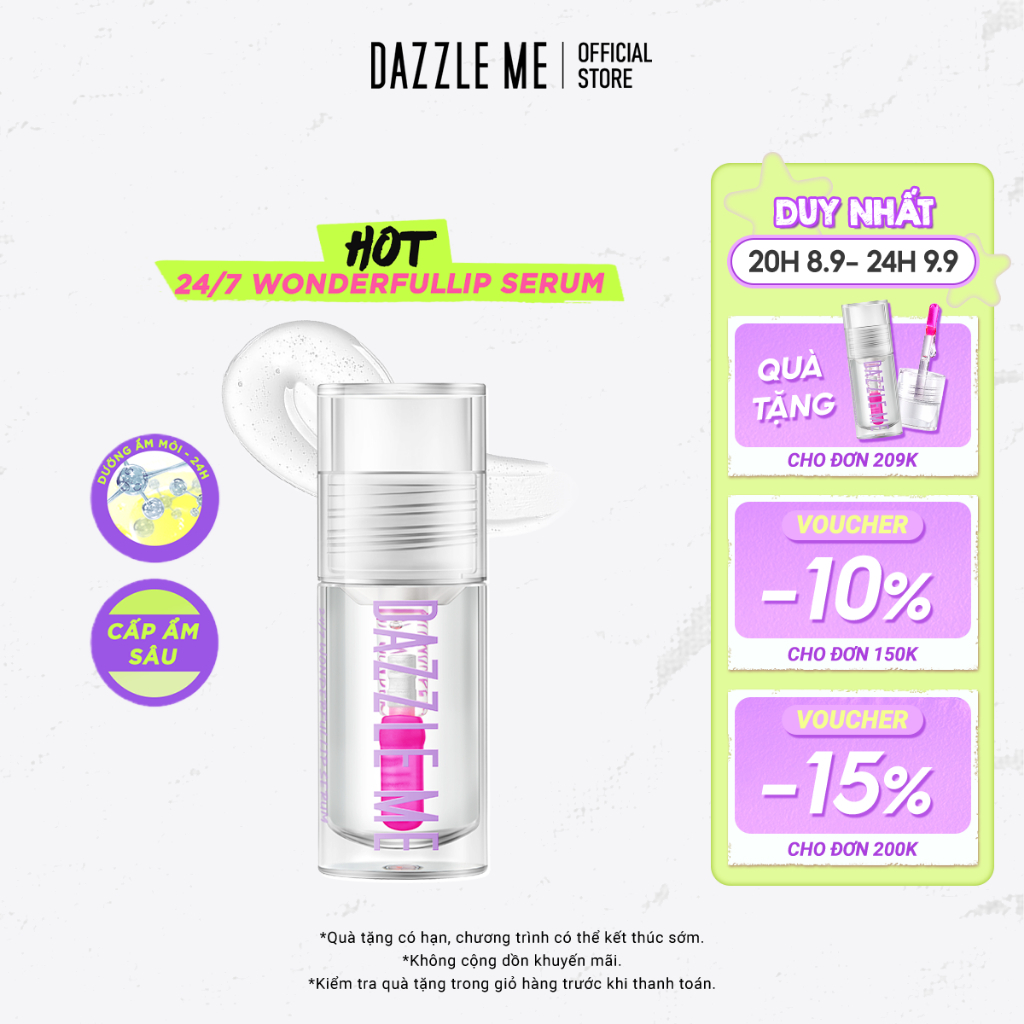 Son Dưỡng môi DAZZLE ME Serum Dưỡng Môi Lip Serum 24/7 Dưỡng Ẩm, Làm Mềm Môi Wonderfullip Serum 2g