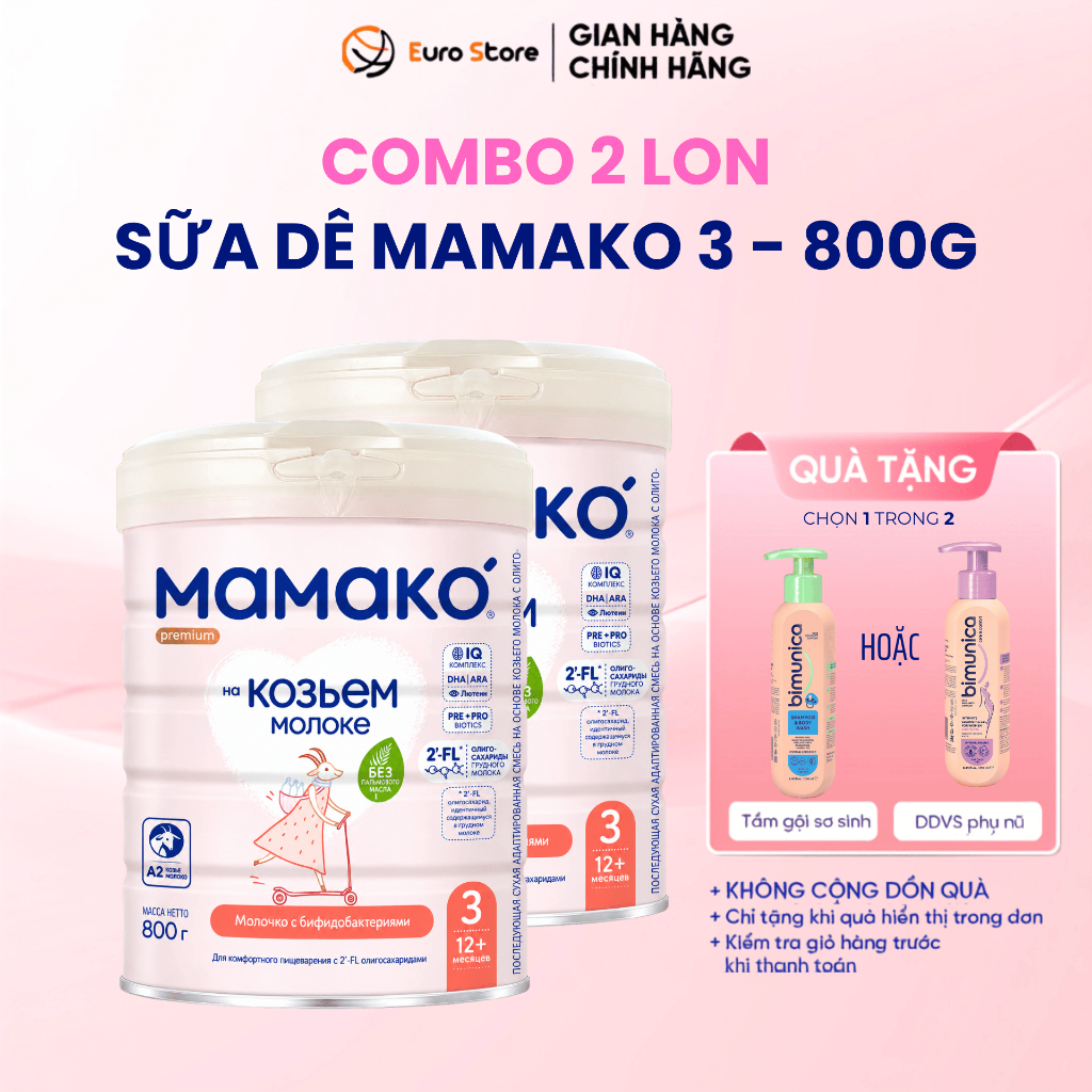[Date 2028] Combo 2 Lon Sữa Dê MAMAKO Số 3 Eurostore - 800g