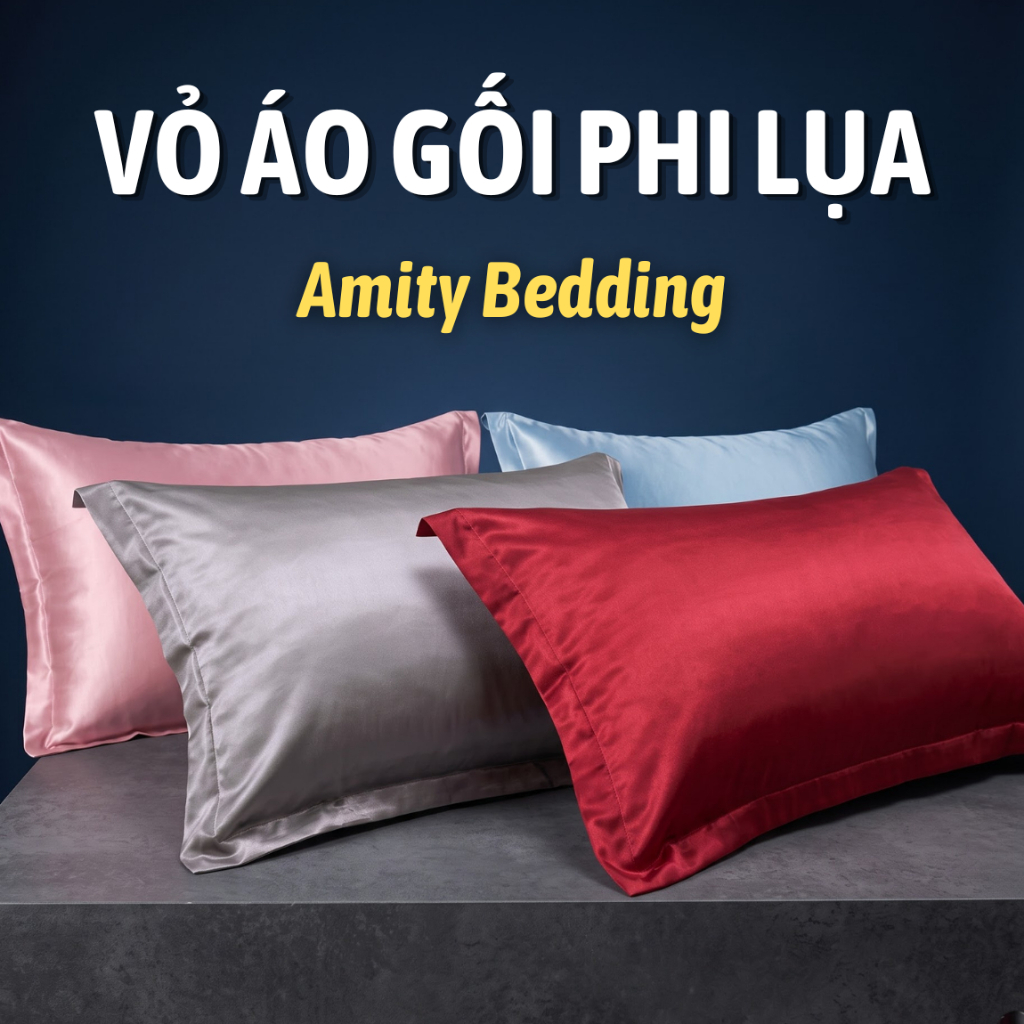 Vỏ Áo Gối Nằm Nắp Gập - Áo Gối Ôm Dây Rút | Phi Lụa Mềm Mịn Mát, Không Khóa Kéo | Giảm Ma Sát Da Tóc