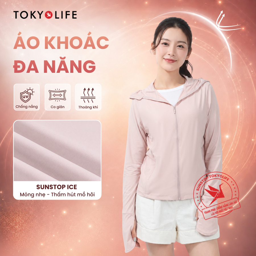 [NEW 2026] Áo khoác đa năng chống nắng nữ TOKYOLIFE SunStop Ice mỏng nhẹ thoáng khí vành mũ rộng 400