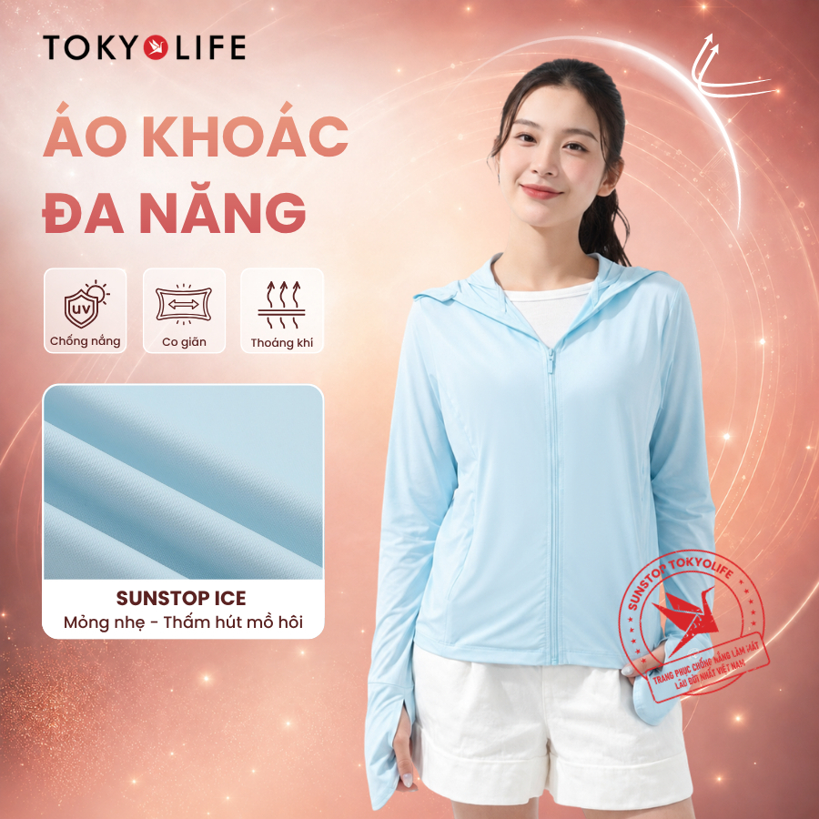 [LIVESTREAM] Áo khoác đa năng chống nắng nữ TOKYOLIFE SunStop Ice thoáng khí có mũ rộng vành 4000634