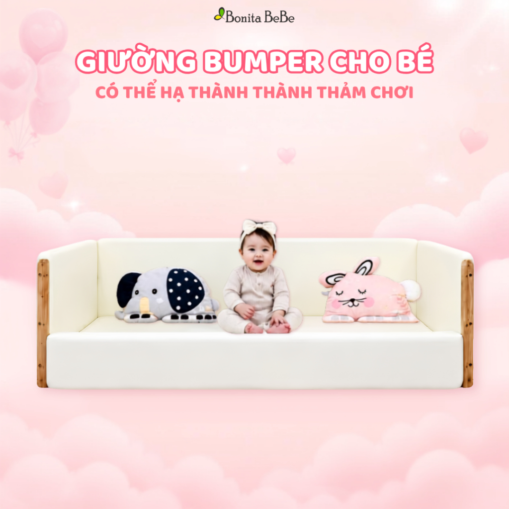 Giường Ngủ Cho Bé Wood Frame Bumper Bed BonitaBeBe Khung Gỗ An Toàn - Nhập khẩu Chính Hãng HQ