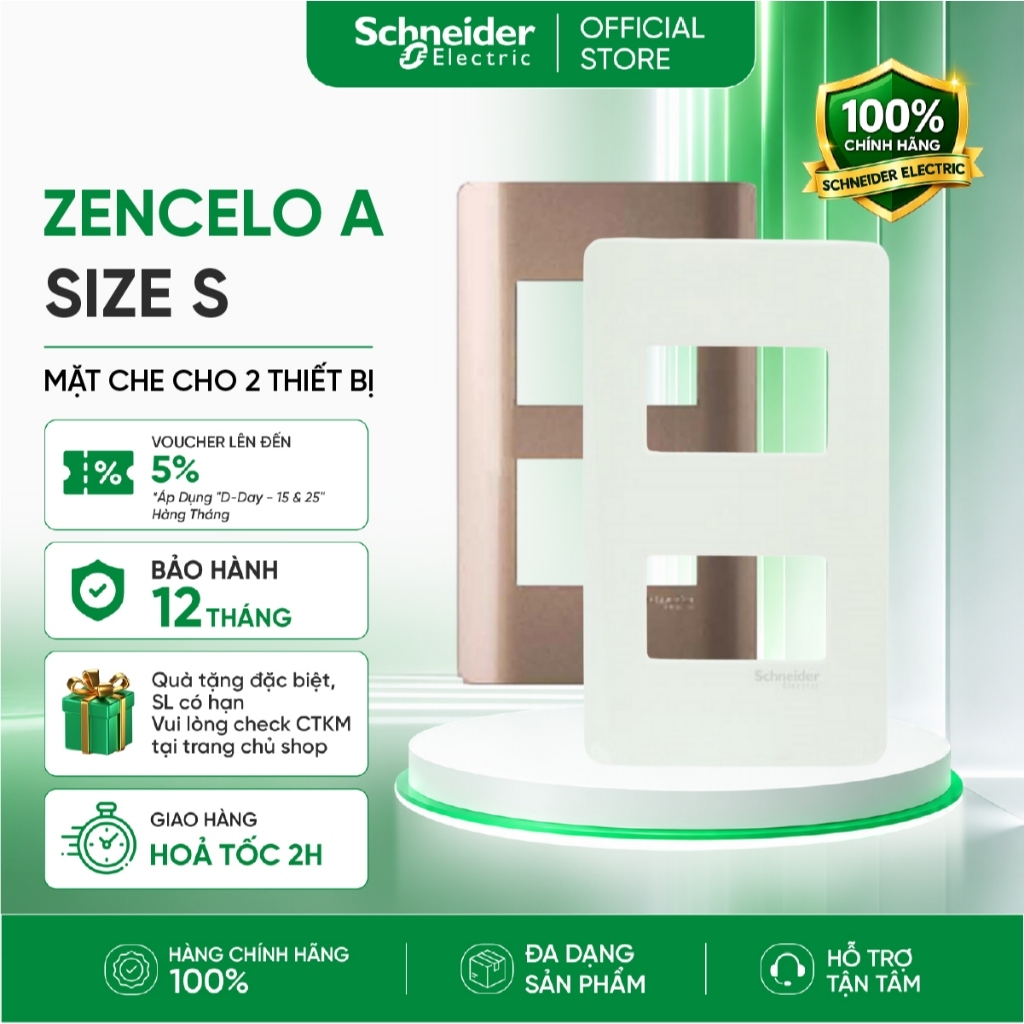 Mặt che cho 2 thiết bị Size S dòng Zencelo A - Schneider Electric - A8402S_WE_G19 A8402S_SZ_G19