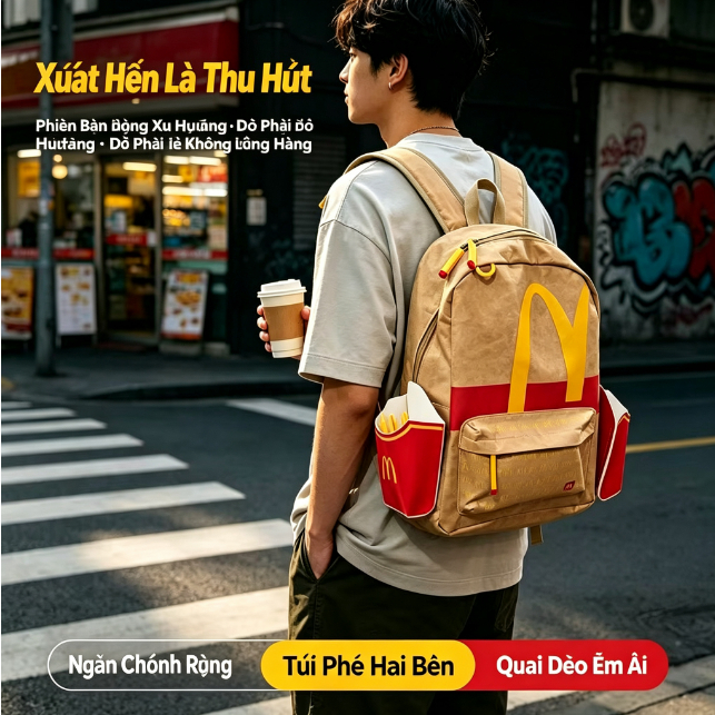 Ngày khoai tây lớn của McDonald's Phiên bản giới hạn Quà tặng ba lô du lịch sức chứa lớn Trong kho