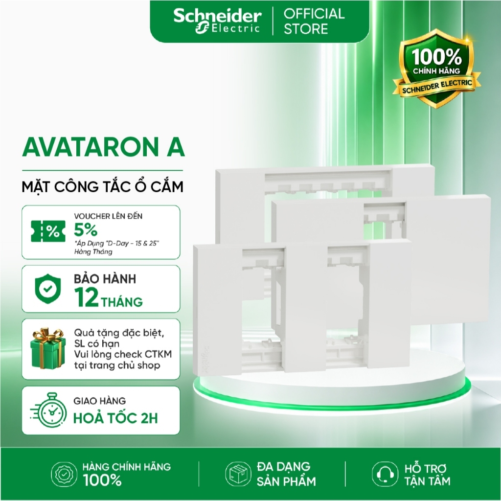 Mặt công tắc ổ cắm cho nhiều thiết bị dòng AvatarOn A - Schneider Electric - M3T01_WE M3T02_WE M3T03