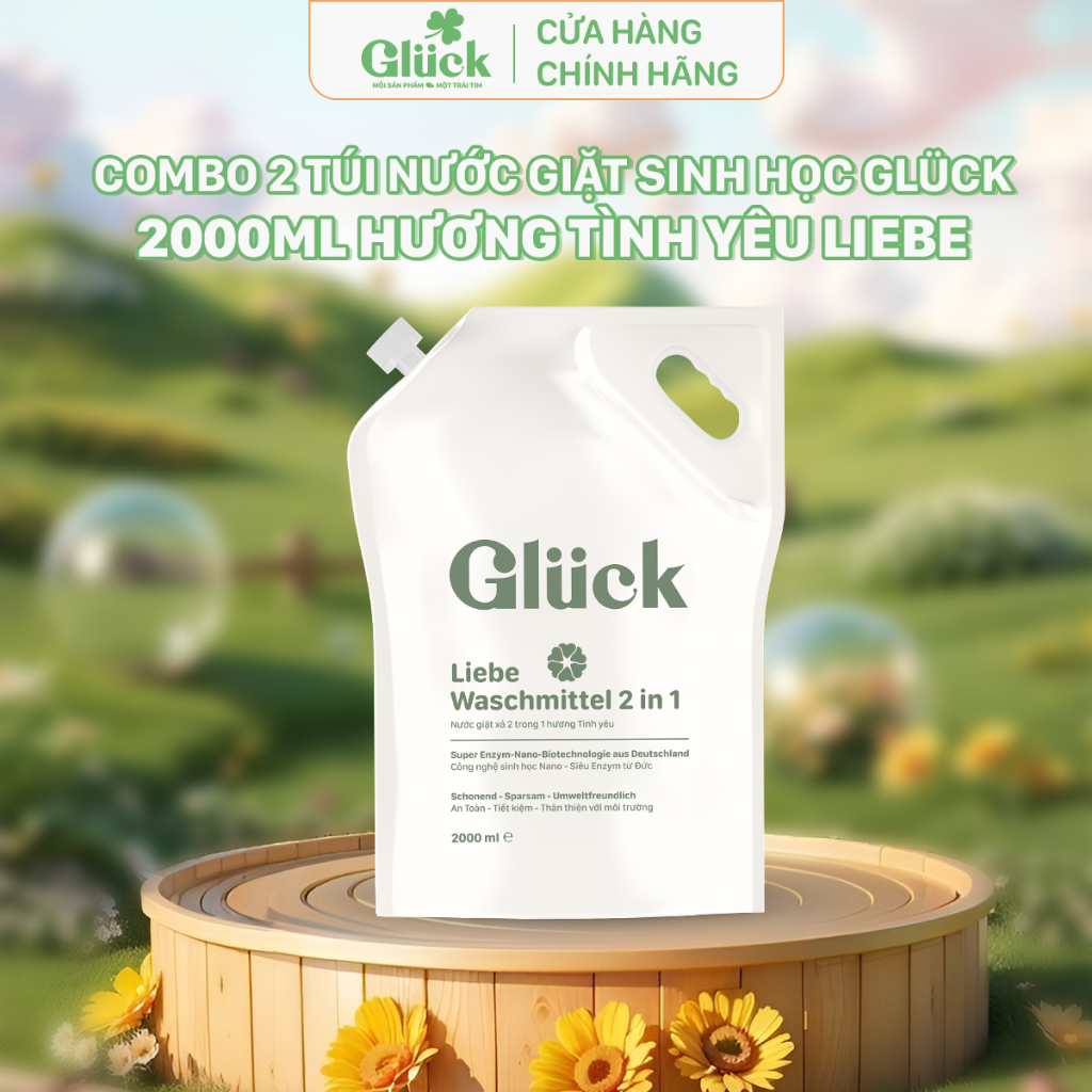 Túi nước giặt sinh học Gluck 2kg, hương tình yêu Liebe
