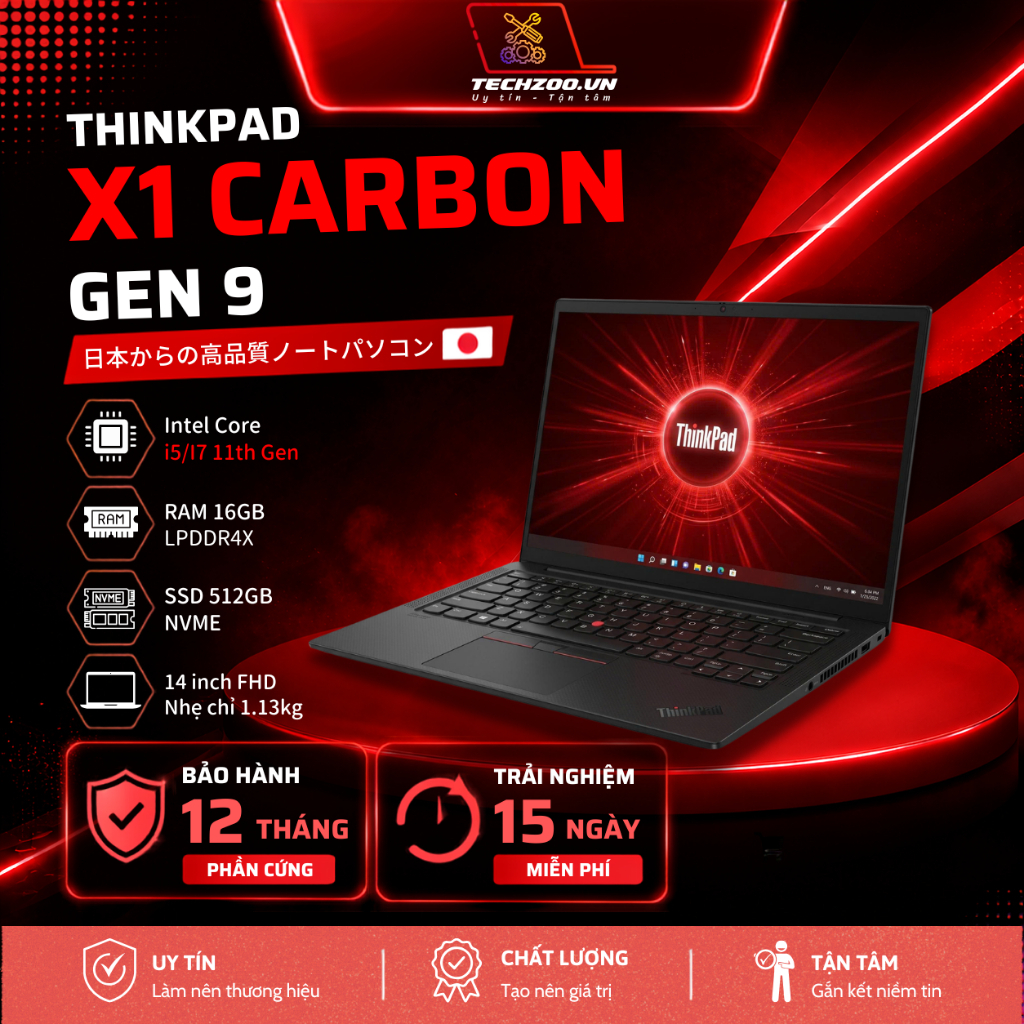 Laptop Lenovo ThinkPad X1 Carbon Gen 9 i5 / i7 Gen 11 | 16GB 512GB | 14" FHD+ Doanh Nhân Cao Cấp | B