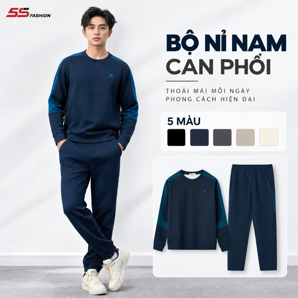 [SVIP X 5S] Bộ Quần Áo Nỉ Nam Mùa Đông RELIABLE 5S FASHION Dày Dặn, Giữ Ấm, Thiết Kế Khỏe Khoắn 01-M
