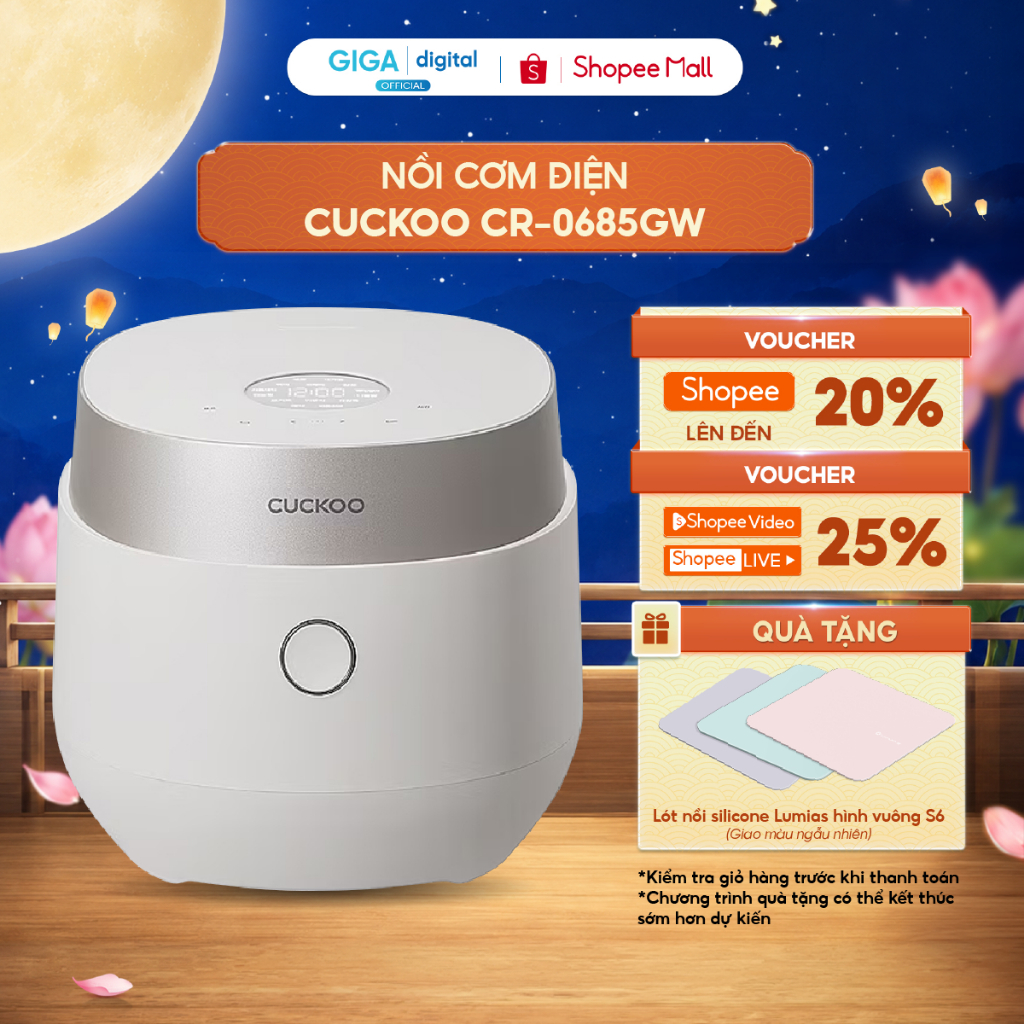 Nồi cơm điện Cuckoo CR-0685GW- 1.08 lít - Đa dạng chế độ nấu