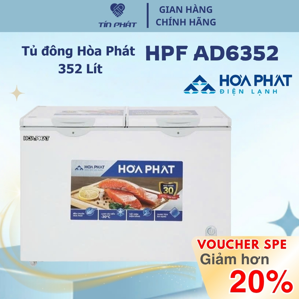 [Miễn phí giao lắp HN]  Tủ đông Hòa Phát HPF AD6352 352 Lít - HPF AD8352 - 1 ngăn đông 2 cánh