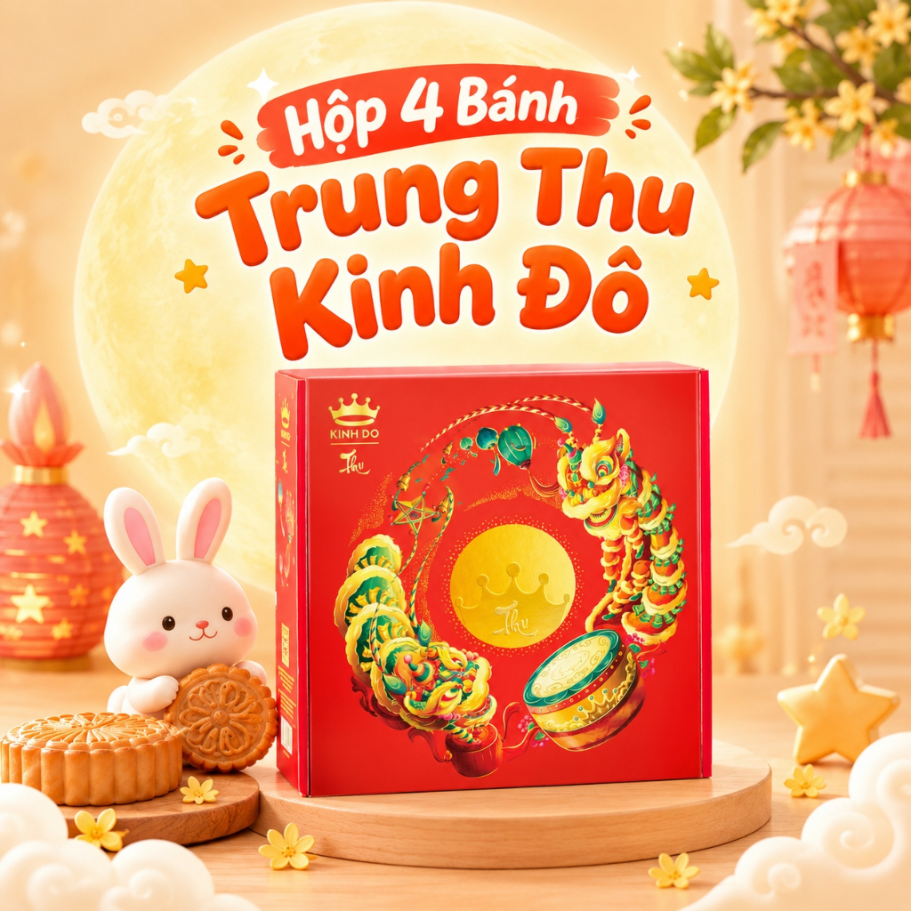 [GIFT] Set 4 Bánh Trung Thu Viên Mãn Kinh Đô 150g, Hộp Bánh Trung Thu 4 Bánh