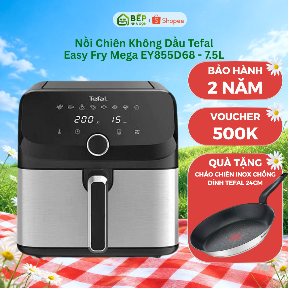 Nồi Chiên Không Dầu Tefal Easy Fry Mega EY855D68 | Dung Tích 7.5L | Bảo Hành Chính Hãng 24 Tháng