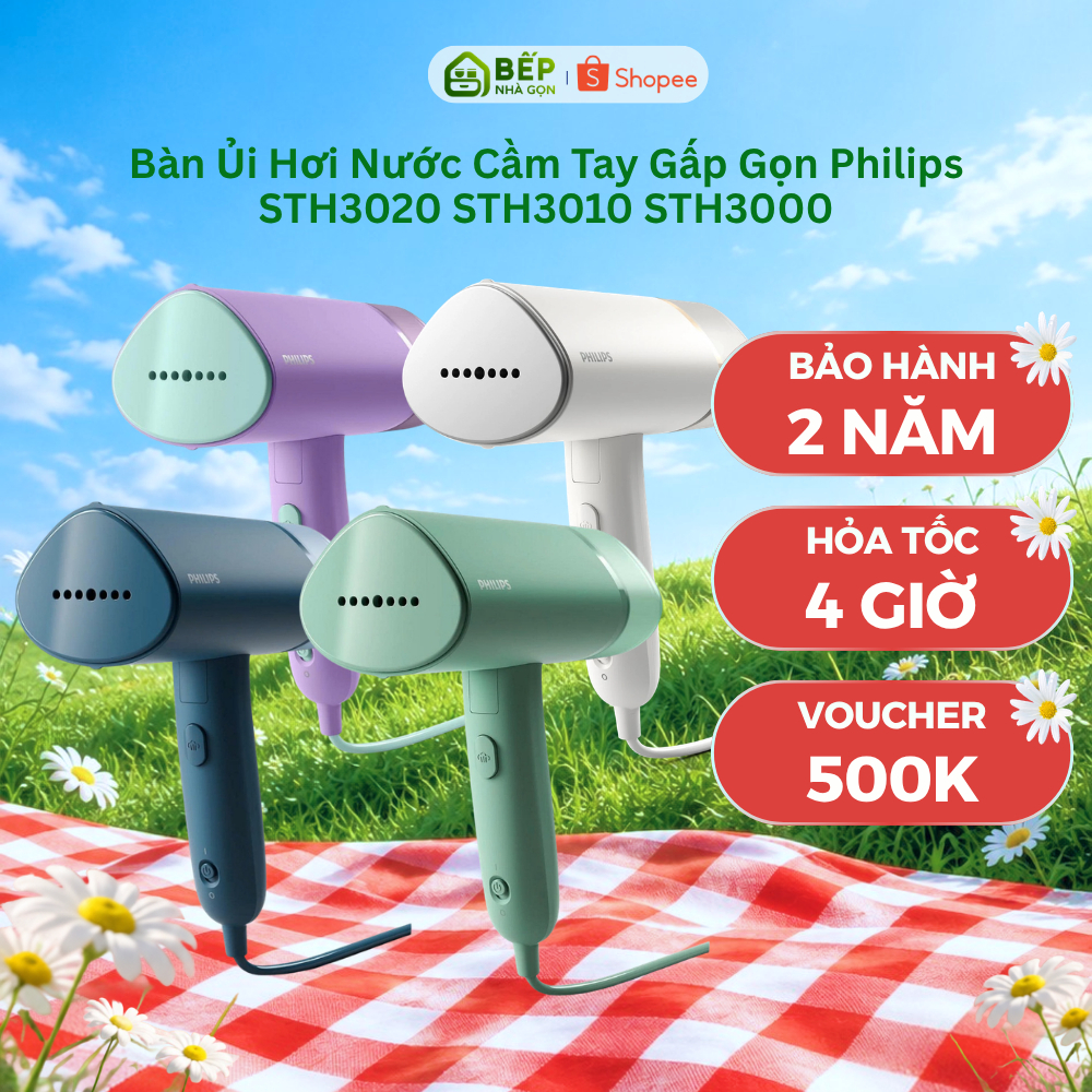 Bàn Ủi Hơi Nước Cầm Tay Gấp Gọn Philips STH3020 STH3010 STH3000 | Công Suất 1000W | Bảo Hành Chính H