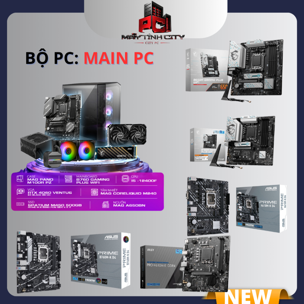 Máy Tính Để Bàn Mainboard AMD B650, B850 - MSI B650M Gaming Plus Wifi DDR5 (Tự Lắp Ráp)
