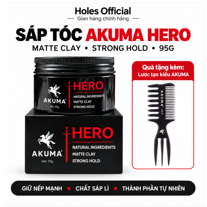 Sáp vuốt tóc Akuma Hero Matte Clay
