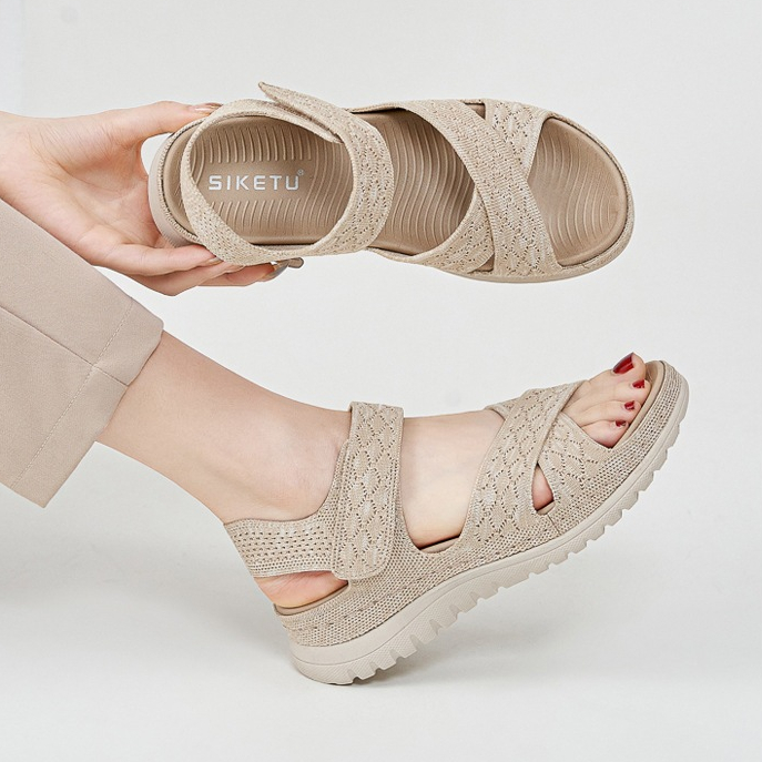 Sandal Siketu đế xuồng 4cm, quai chéo siêu nhẹ (order 35-42)